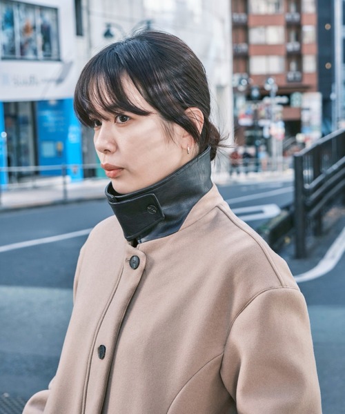 CONZ(コンズ)の「SHORT ZIP UP COAT(その他アウター・レディース・ブラック/ベージュ・1/2)」の21枚目の写真
