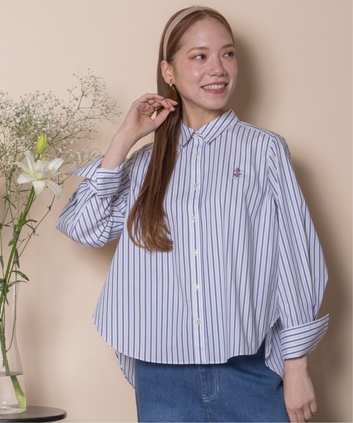 RESPEC(リスペック)の「刺繍モチーフ ストライプシャツ(シャツ/ブラウス・レディース・ホワイト×ネイビー/ネイビー×ホワイト/ブルー系その他・MEDIUM)」の2枚目の写真