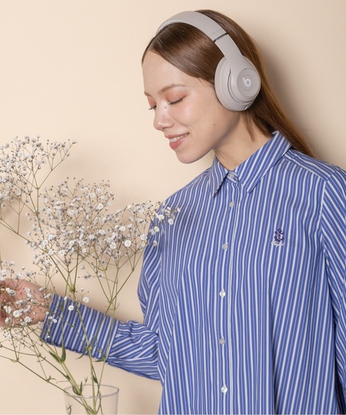 RESPEC(リスペック)の「刺繍モチーフ ストライプシャツ(シャツ/ブラウス・レディース・ホワイト×ネイビー/ネイビー×ホワイト/ブルー系その他・MEDIUM)」の1枚目の写真