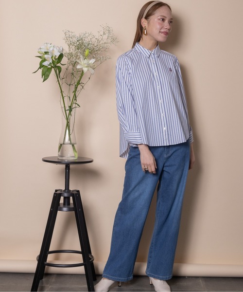 RESPEC(リスペック)の「刺繍モチーフ ストライプシャツ(シャツ/ブラウス・レディース・ホワイト×ネイビー/ネイビー×ホワイト/ブルー系その他・MEDIUM)」の5枚目の写真