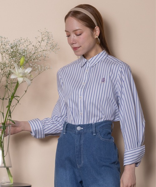 RESPEC(リスペック)の「刺繍モチーフ ストライプシャツ(シャツ/ブラウス・レディース・ホワイト×ネイビー/ネイビー×ホワイト/ブルー系その他・MEDIUM)」の12枚目の写真