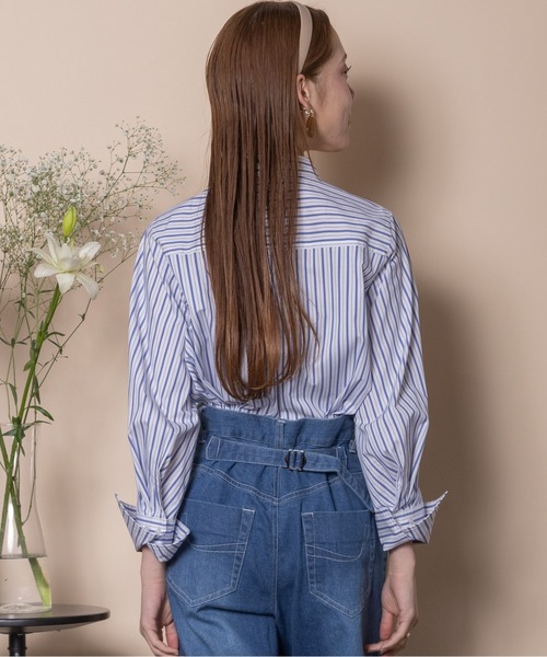 RESPEC(リスペック)の「刺繍モチーフ ストライプシャツ(シャツ/ブラウス・レディース・ホワイト×ネイビー/ネイビー×ホワイト/ブルー系その他・MEDIUM)」の14枚目の写真