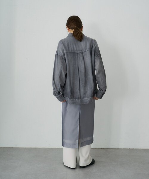 SHENERY（シーナリー）の「シアーデニムシャツ（シャツ/ブラウス・レディース・サックスブルー/グレー/ネイビー・FREE）」の10枚目の写真