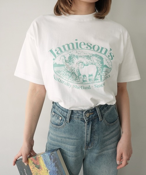 c.u.l(シーユーエル)の「アニマル ひつじ プリント Tシャツ カットソー culw899(Tシャツ/カットソー・レディース・ダークグレー/ホワイト・M/L)」の4枚目の写真