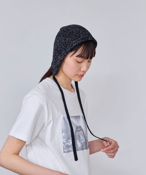 OVERRIDE（オーバーライド）の「OVERRIDE  KNIT LACE BONNET BEANIE SGP / オーバーライド（ニットキャップ/ビーニー・レディース・ブラック/ブルー/ホワイト・57~59cm）」の6枚目の写真