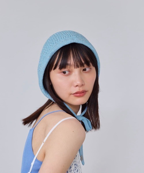 OVERRIDE（オーバーライド）の「OVERRIDE  KNIT LACE BONNET BEANIE SGP / オーバーライド（ニットキャップ/ビーニー・レディース・ブラック/ブルー/ホワイト・57~59cm）」の13枚目の写真