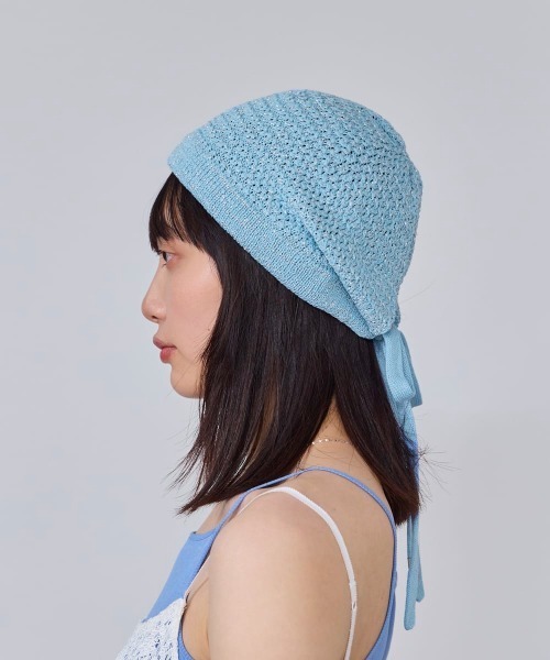 OVERRIDE（オーバーライド）の「OVERRIDE  KNIT LACE BONNET BEANIE SGP / オーバーライド（ニットキャップ/ビーニー・レディース・ブラック/ブルー/ホワイト・57~59cm）」の17枚目の写真