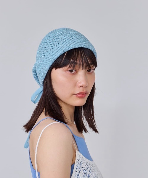 OVERRIDE（オーバーライド）の「OVERRIDE  KNIT LACE BONNET BEANIE SGP / オーバーライド（ニットキャップ/ビーニー・レディース・ブラック/ブルー/ホワイト・57~59cm）」の19枚目の写真