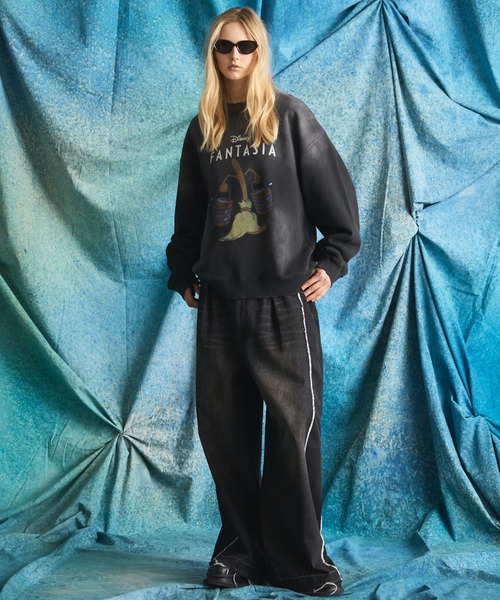 MAISON SPECIAL（メゾンスペシャル）の「《UNISEX》Denim Docking Prime-Wide Baggy Pants/ドッキングデニムプライムワイドバギーパンツ【MAISON SPECIAL/メゾンスペシャル】■セットアップ対応■（デニムパンツ・メンズ・ブラック/ネイビー・2/1/0）」の4枚目の写真