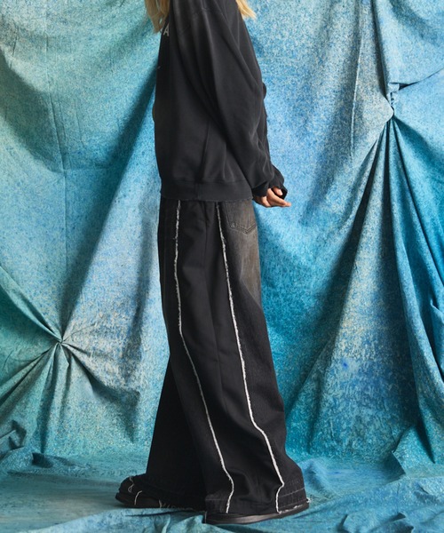 MAISON SPECIAL（メゾンスペシャル）の「《UNISEX》Denim Docking Prime-Wide Baggy Pants/ドッキングデニムプライムワイドバギーパンツ【MAISON SPECIAL/メゾンスペシャル】■セットアップ対応■（デニムパンツ・メンズ・ブラック/ネイビー・2/1/0）」の6枚目の写真