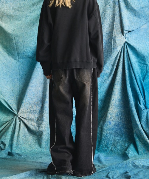 MAISON SPECIAL（メゾンスペシャル）の「《UNISEX》Denim Docking Prime-Wide Baggy Pants/ドッキングデニムプライムワイドバギーパンツ【MAISON SPECIAL/メゾンスペシャル】■セットアップ対応■（デニムパンツ・メンズ・ブラック/ネイビー・2/1/0）」の7枚目の写真