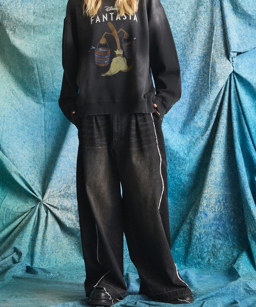 MAISON SPECIAL（メゾンスペシャル）の「《UNISEX》Denim Docking Prime-Wide Baggy Pants/ドッキングデニムプライムワイドバギーパンツ【MAISON SPECIAL/メゾンスペシャル】■セットアップ対応■（デニムパンツ・メンズ・ブラック/ネイビー・2/1/0）」の5枚目の写真