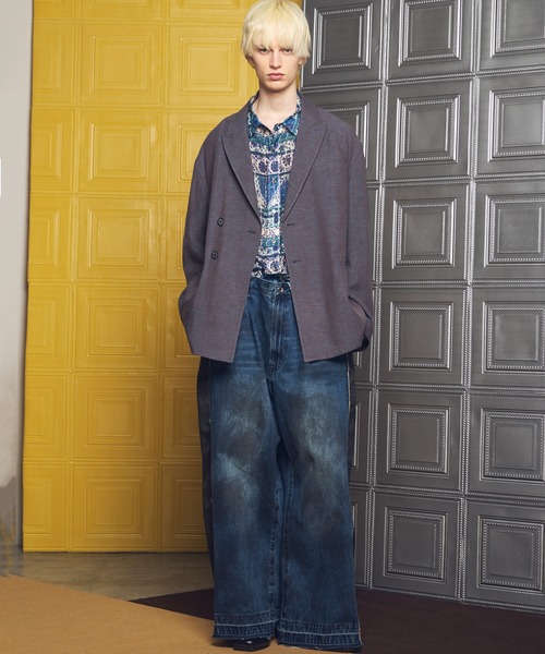 MAISON SPECIAL（メゾンスペシャル）の「《UNISEX》Denim Docking Prime-Wide Baggy Pants/ドッキングデニムプライムワイドバギーパンツ【MAISON SPECIAL/メゾンスペシャル】■セットアップ対応■（デニムパンツ・メンズ・ブラック/ネイビー・2/1/0）」の11枚目の写真