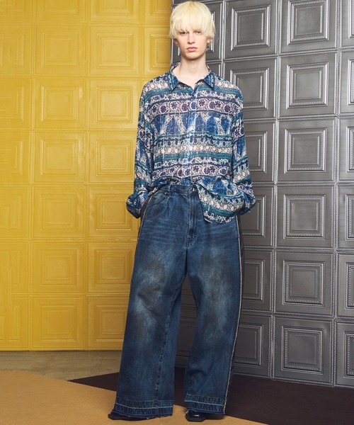 MAISON SPECIAL（メゾンスペシャル）の「《UNISEX》Denim Docking Prime-Wide Baggy Pants/ドッキングデニムプライムワイドバギーパンツ【MAISON SPECIAL/メゾンスペシャル】■セットアップ対応■（デニムパンツ・メンズ・ブラック/ネイビー・2/1/0）」の10枚目の写真
