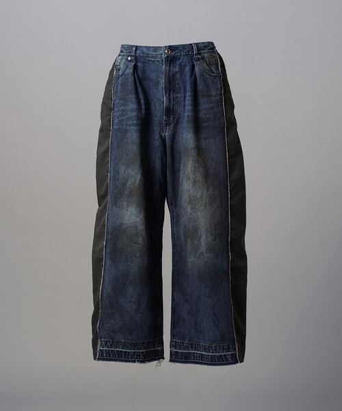 MAISON SPECIAL（メゾンスペシャル）の「《UNISEX》Denim Docking Prime-Wide Baggy Pants/ドッキングデニムプライムワイドバギーパンツ【MAISON SPECIAL/メゾンスペシャル】■セットアップ対応■（デニムパンツ・メンズ・ブラック/ネイビー・2/1/0）」の15枚目の写真