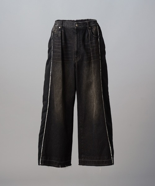 MAISON SPECIAL（メゾンスペシャル）の「《UNISEX》Denim Docking Prime-Wide Baggy Pants/ドッキングデニムプライムワイドバギーパンツ【MAISON SPECIAL/メゾンスペシャル】■セットアップ対応■（デニムパンツ・メンズ・ブラック/ネイビー・2/1/0）」の16枚目の写真