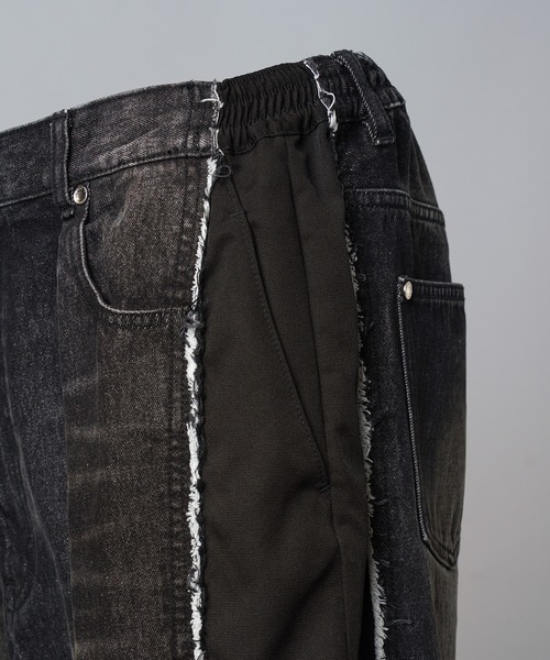 MAISON SPECIAL（メゾンスペシャル）の「《UNISEX》Denim Docking Prime-Wide Baggy Pants/ドッキングデニムプライムワイドバギーパンツ【MAISON SPECIAL/メゾンスペシャル】■セットアップ対応■（デニムパンツ・メンズ・ブラック/ネイビー・2/1/0）」の20枚目の写真