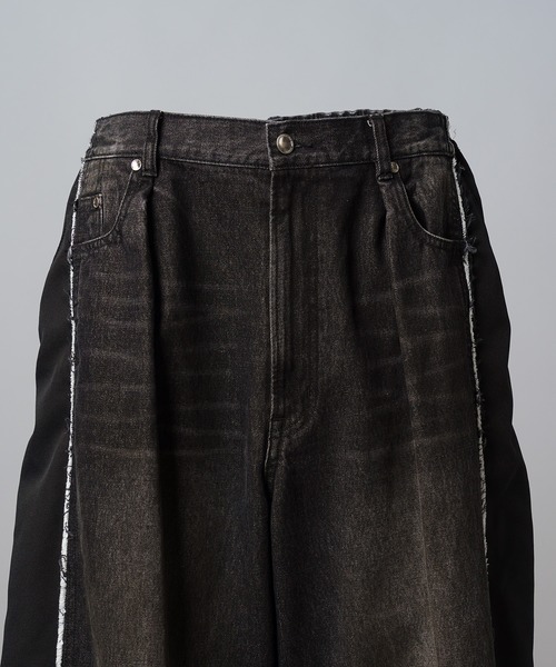 MAISON SPECIAL（メゾンスペシャル）の「《UNISEX》Denim Docking Prime-Wide Baggy Pants/ドッキングデニムプライムワイドバギーパンツ【MAISON SPECIAL/メゾンスペシャル】■セットアップ対応■（デニムパンツ・メンズ・ブラック/ネイビー・2/1/0）」の19枚目の写真