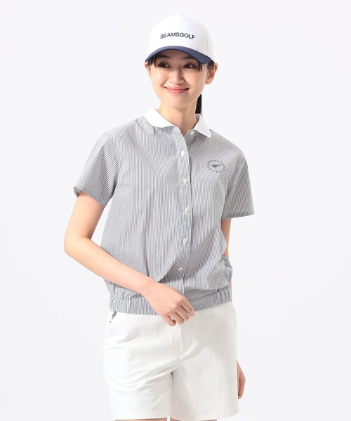 BEAMS GOLF(ビームスゴルフ)の「ORANGE LABEL / クールマックス(R) サッカー ストレッチ シャツ(吸水速乾)(シャツ/ブラウス・レディース・グレー/グリーン/その他1・LARGE/MEDIUM/SMALL)」の2枚目の写真