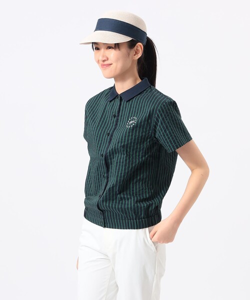 BEAMS GOLF(ビームスゴルフ)の「ORANGE LABEL / クールマックス(R) サッカー ストレッチ シャツ(吸水速乾)(シャツ/ブラウス・レディース・グレー/グリーン/その他1・LARGE/MEDIUM/SMALL)」の1枚目の写真