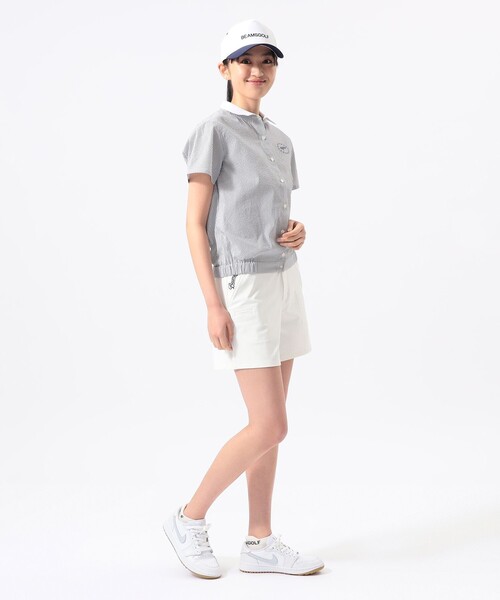 BEAMS GOLF(ビームスゴルフ)の「ORANGE LABEL / クールマックス(R) サッカー ストレッチ シャツ(吸水速乾)(シャツ/ブラウス・レディース・グレー/グリーン/その他1・LARGE/MEDIUM/SMALL)」の4枚目の写真