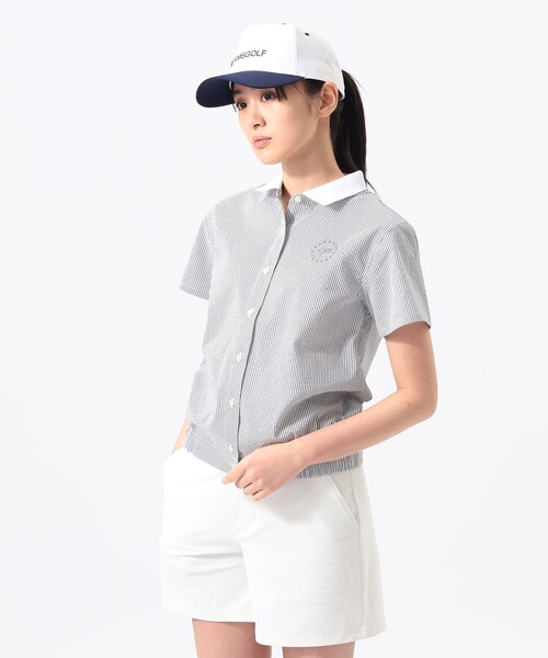 BEAMS GOLF(ビームスゴルフ)の「ORANGE LABEL / クールマックス(R) サッカー ストレッチ シャツ(吸水速乾)(シャツ/ブラウス・レディース・グレー/グリーン/その他1・LARGE/MEDIUM/SMALL)」の5枚目の写真