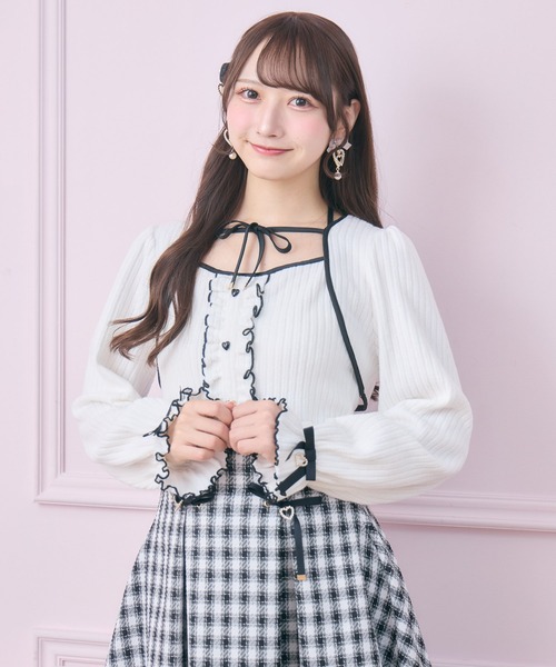 ROJITA（ロジータ）の「配色リボンカットアンサンブル（Tシャツ/カットソー・レディース・ピンクベージュ/ホワイト/グレー・FREE）」の14枚目の写真