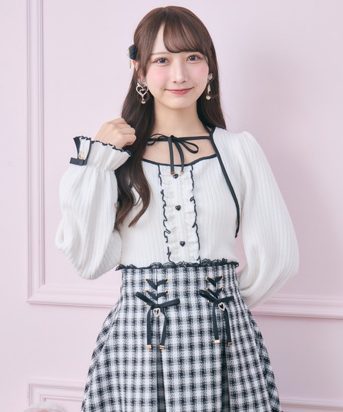 ROJITA（ロジータ）の「配色リボンカットアンサンブル（Tシャツ/カットソー・レディース・ピンクベージュ/ホワイト/グレー・FREE）」の13枚目の写真