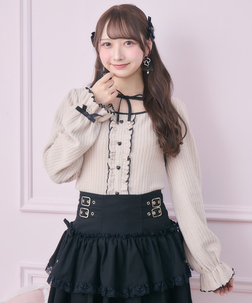 ROJITA（ロジータ）の「配色リボンカットアンサンブル（Tシャツ/カットソー・レディース・ピンクベージュ/ホワイト/グレー・FREE）」の10枚目の写真