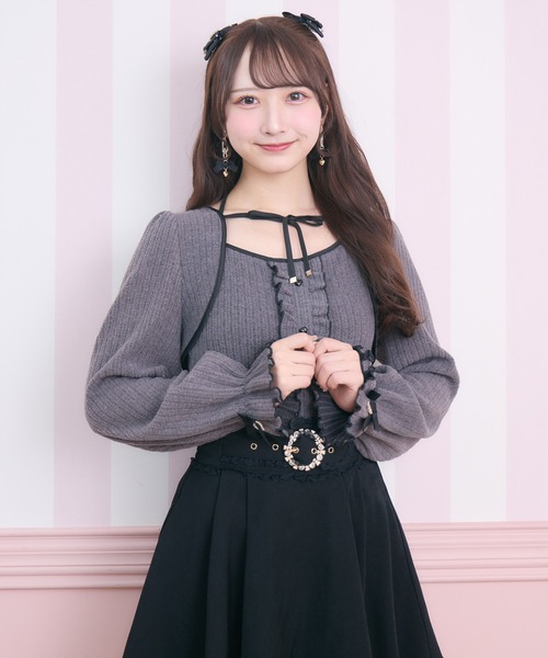 ROJITA（ロジータ）の「配色リボンカットアンサンブル（Tシャツ/カットソー・レディース・ピンクベージュ/ホワイト/グレー・FREE）」の5枚目の写真