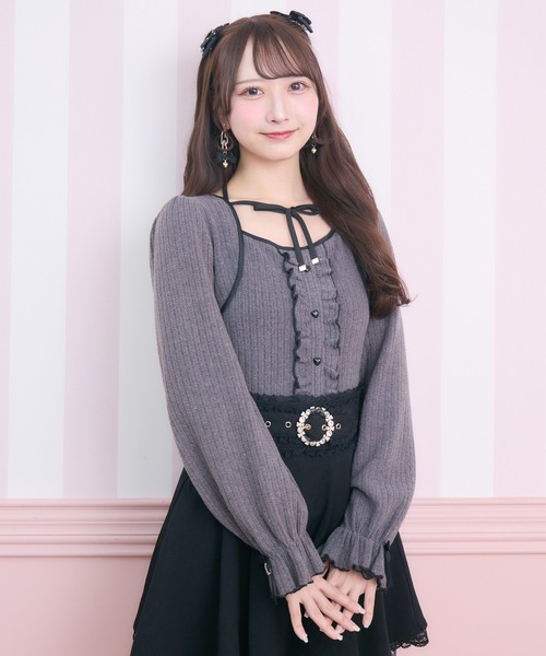 ROJITA（ロジータ）の「配色リボンカットアンサンブル（Tシャツ/カットソー・レディース・ピンクベージュ/ホワイト/グレー・FREE）」の6枚目の写真