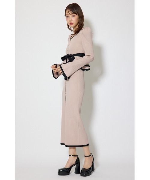 rienda（リエンダ）の「配色ペプラムタイトニットワンピース 春服