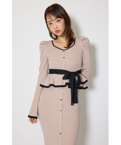 rienda（リエンダ）の「配色ペプラムタイトニットワンピース 春服