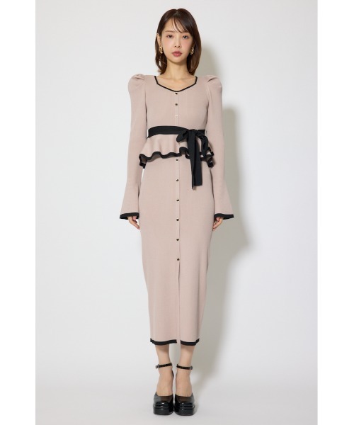 rienda（リエンダ）の「配色ペプラムタイトニットワンピース 春服