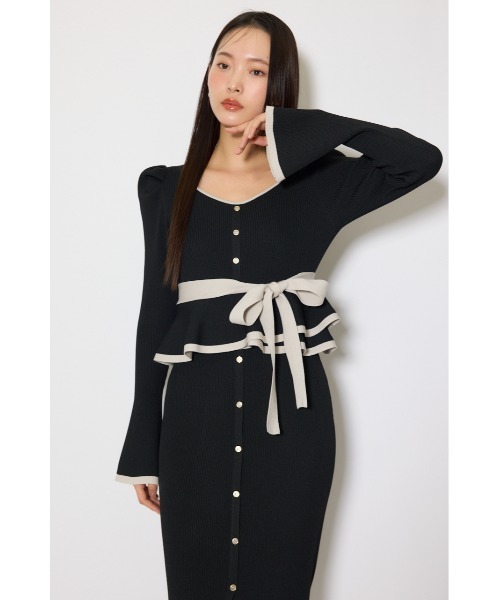 rienda（リエンダ）の「配色ペプラムタイトニットワンピース 春服