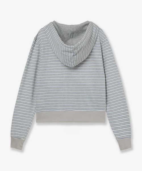 aeae(エーイーエーイー)の「STRIPE HOODIE ZIP-UP(パーカー・レディース・グリーン/グレー・FREE)」の3枚目の写真