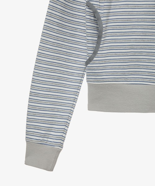 aeae(エーイーエーイー)の「STRIPE HOODIE ZIP-UP(パーカー・レディース・グリーン/グレー・FREE)」の6枚目の写真