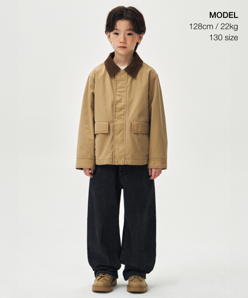 MUSINSA STANDARD KIDS（ムシンサスタンダードキッズ）の「ワックスドCNハンティングジャケット[ベージュ]（ブルゾン・レディース・その他・110/120/130/140/150/160）」の2枚目の写真
