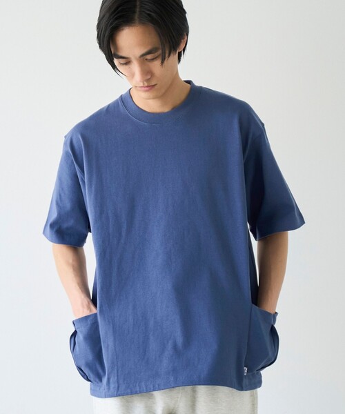 coen（コーエン）の「RepurヘビーコットンサイドポケットTシャツ【抗菌性、消臭性】（Tシャツ/カットソー・メンズ・ブラック/モカ/コバルトブルー/ホワイト・S/M/L/XL）」の4枚目の写真