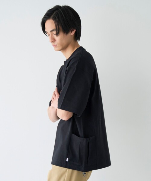 coen（コーエン）の「RepurヘビーコットンサイドポケットTシャツ【抗菌性、消臭性】（Tシャツ/カットソー・メンズ・ブラック/モカ/コバルトブルー/ホワイト・S/M/L/XL）」の15枚目の写真