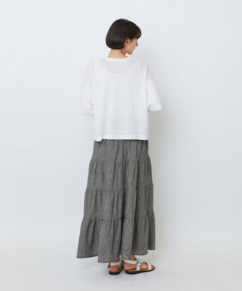 LOISIR(ロワズィール)の「リネン天竺ショートTシャツ(Tシャツ/カットソー・レディース・オフホワイト/ライトグレー/ネイビー・FREE)」の6枚目の写真