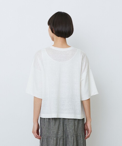 LOISIR(ロワズィール)の「リネン天竺ショートTシャツ(Tシャツ/カットソー・レディース・オフホワイト/ライトグレー/ネイビー・FREE)」の9枚目の写真
