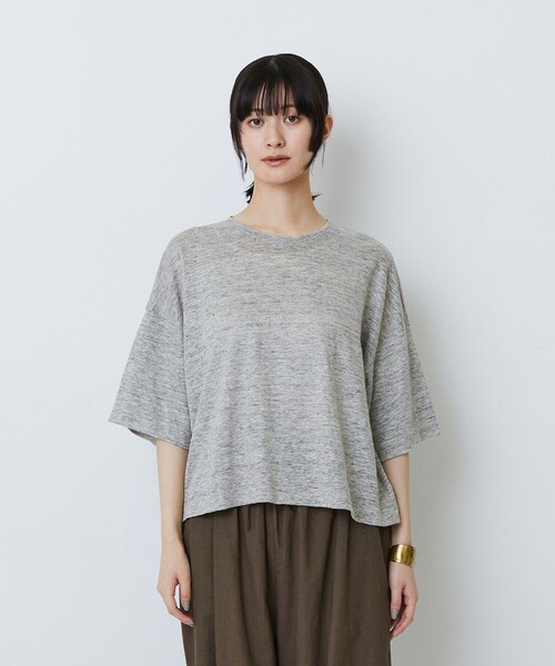 LOISIR(ロワズィール)の「リネン天竺ショートTシャツ(Tシャツ/カットソー・レディース・オフホワイト/ライトグレー/ネイビー・FREE)」の13枚目の写真