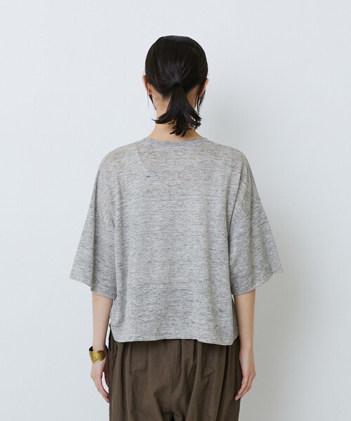 LOISIR(ロワズィール)の「リネン天竺ショートTシャツ(Tシャツ/カットソー・レディース・オフホワイト/ライトグレー/ネイビー・FREE)」の15枚目の写真