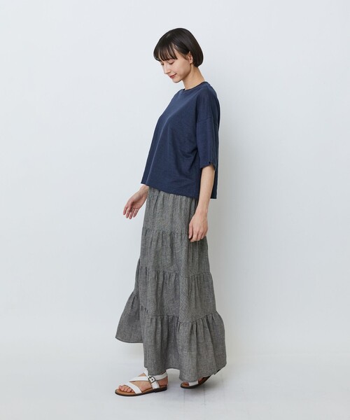 LOISIR(ロワズィール)の「リネン天竺ショートTシャツ(Tシャツ/カットソー・レディース・オフホワイト/ライトグレー/ネイビー・FREE)」の18枚目の写真