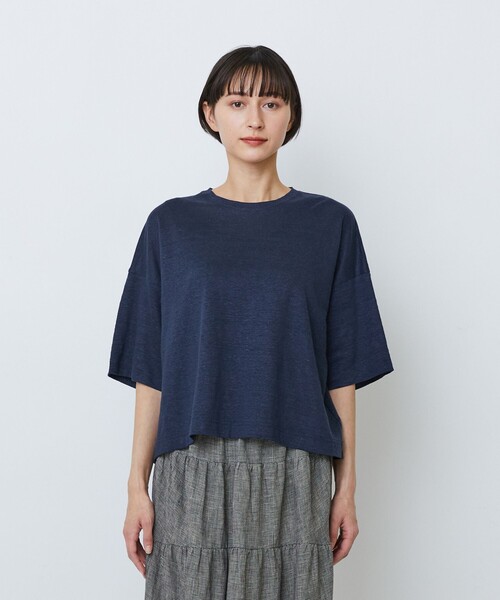 LOISIR(ロワズィール)の「リネン天竺ショートTシャツ(Tシャツ/カットソー・レディース・オフホワイト/ライトグレー/ネイビー・FREE)」の20枚目の写真