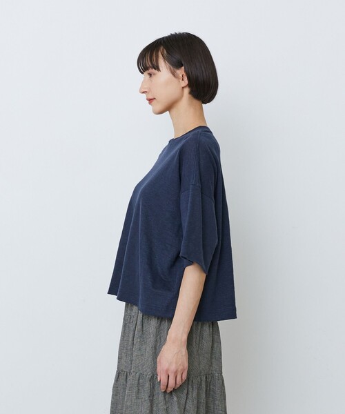 LOISIR(ロワズィール)の「リネン天竺ショートTシャツ(Tシャツ/カットソー・レディース・オフホワイト/ライトグレー/ネイビー・FREE)」の21枚目の写真