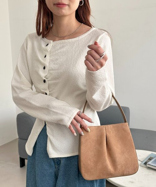 DISCOAT（ディスコート）の「フロントタックミニバッグ（ハンドバッグ・レディース・ブラック/キャメル・FREE）」の9枚目の写真