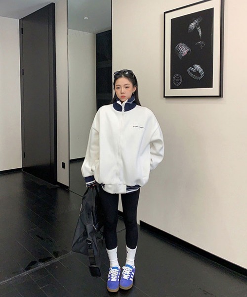 Dalfwin（ダールフィン）の「韓国ファッション ricake配色デザインラベル付き袖ジップトラックジャケット（その他アウター・レディース・グレー/ホワイト・FREE）」の15枚目の写真