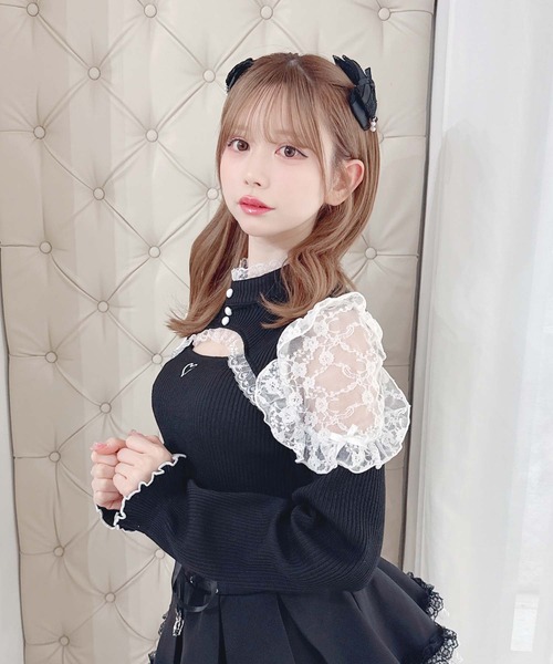 MA*RS(アメーバーマーズ)の「胸開き肩レーステレコトップス(Tシャツ/カットソー・レディース・ホワイト/ピンク/ブラック×ホワイト/ブラック/グレー・FREE)」の17枚目の写真